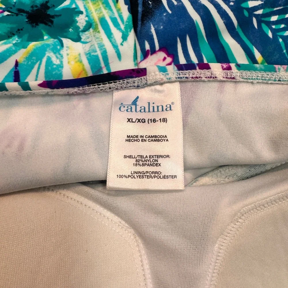 Catalina Swim Size 16-18 XLarge Tropical Floral Print Halter One Piece Swimsuit‎